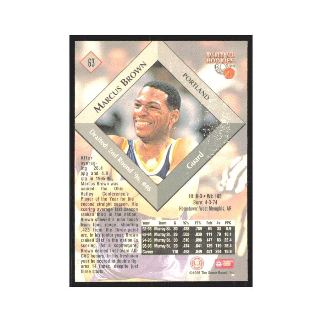 1996 Score Board Marcus Brown RC #63