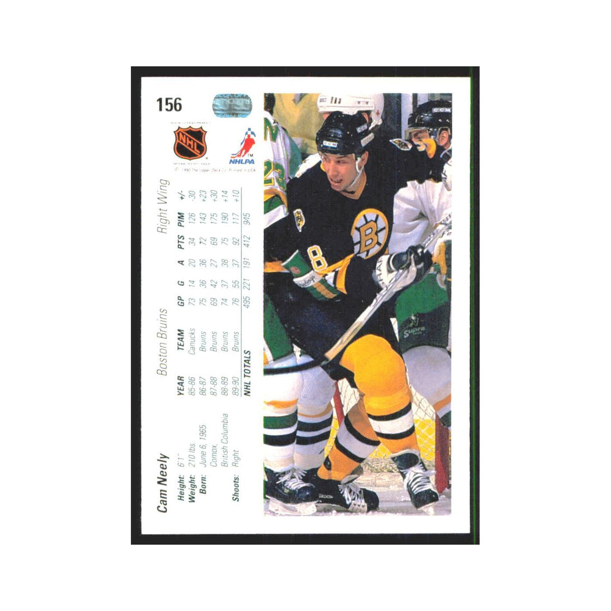 Cam Neely 1990 Upper Deck #156 Boston Bruins Hockey Card NM