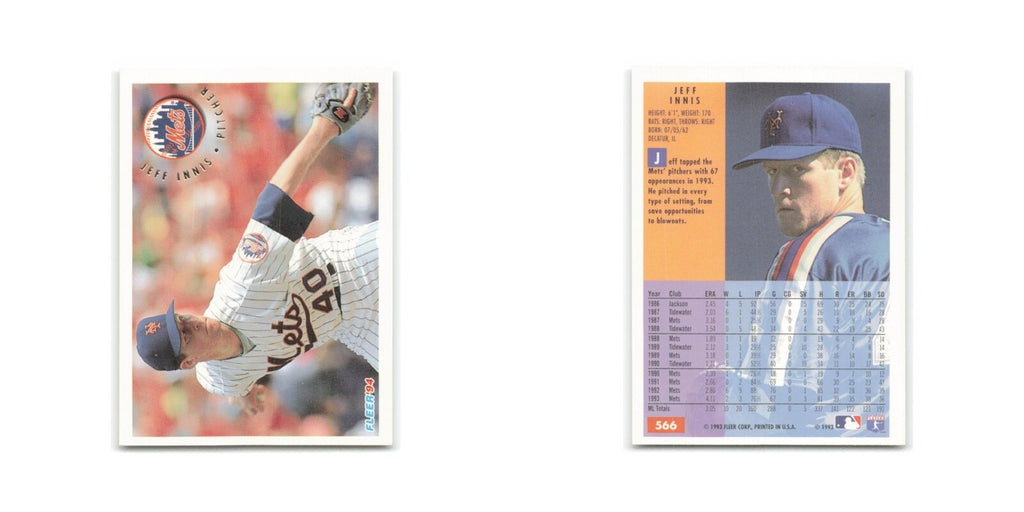 Jeff Innis 1994 Fleer #566 New York Mets Baseball Card NM