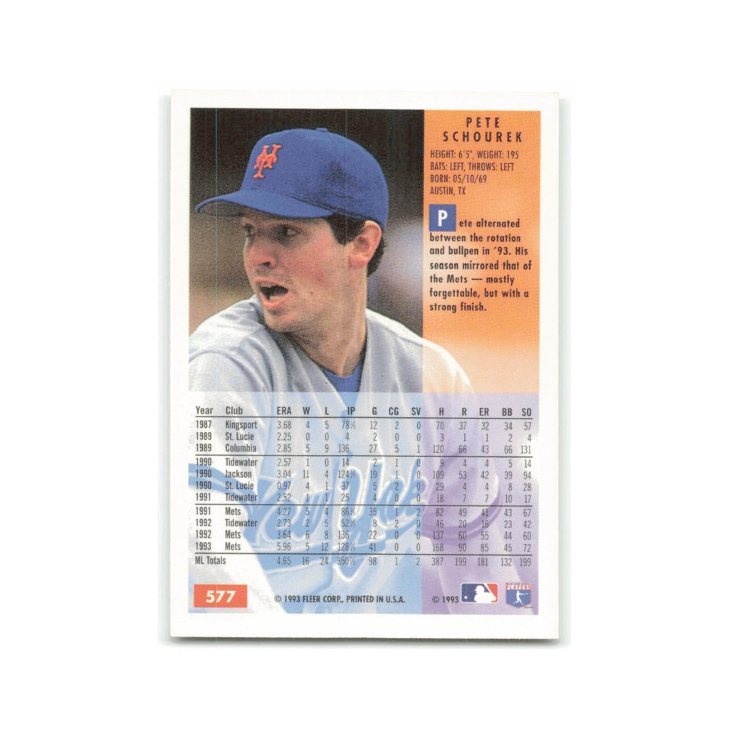Pete Schourek 1994 Fleer #577 New York Mets Baseball Card NM