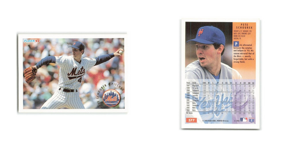 Pete Schourek 1994 Fleer #577 New York Mets Baseball Card NM