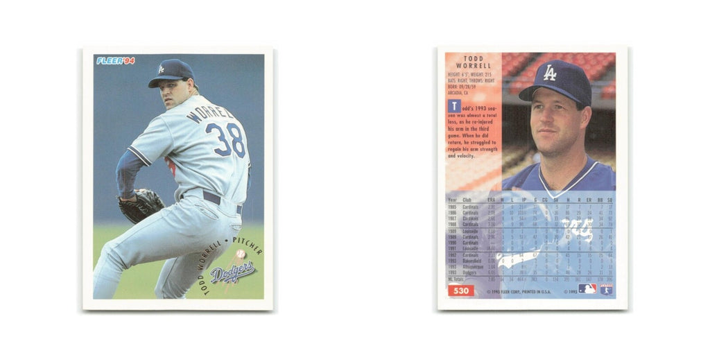 Todd Worrell 1994 Fleer #530 Los Angeles Dodgers Baseball Card NM