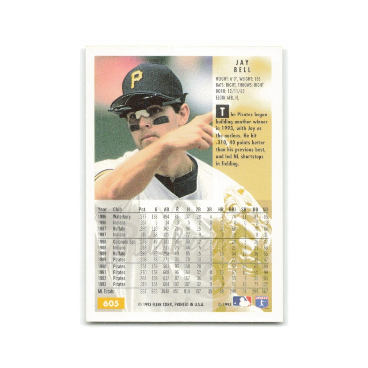 Jay Bell 1994 Fleer #605 Pittsburgh Pirates Baseball Card NM