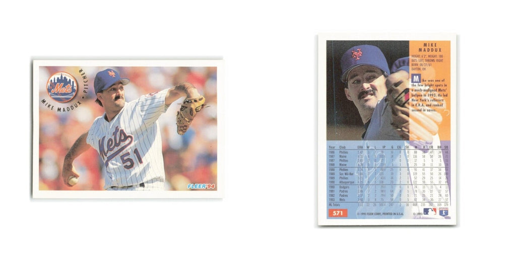 Mike Maddux 1994 Fleer #571 New York Mets Baseball Card NM