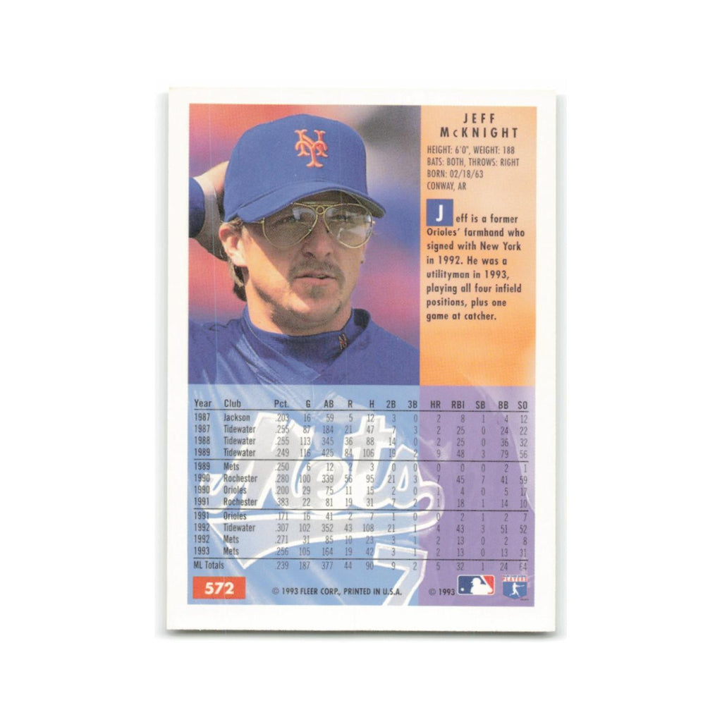 Jeff McKnight 1994 Fleer #572 New York Mets Baseball Card NM