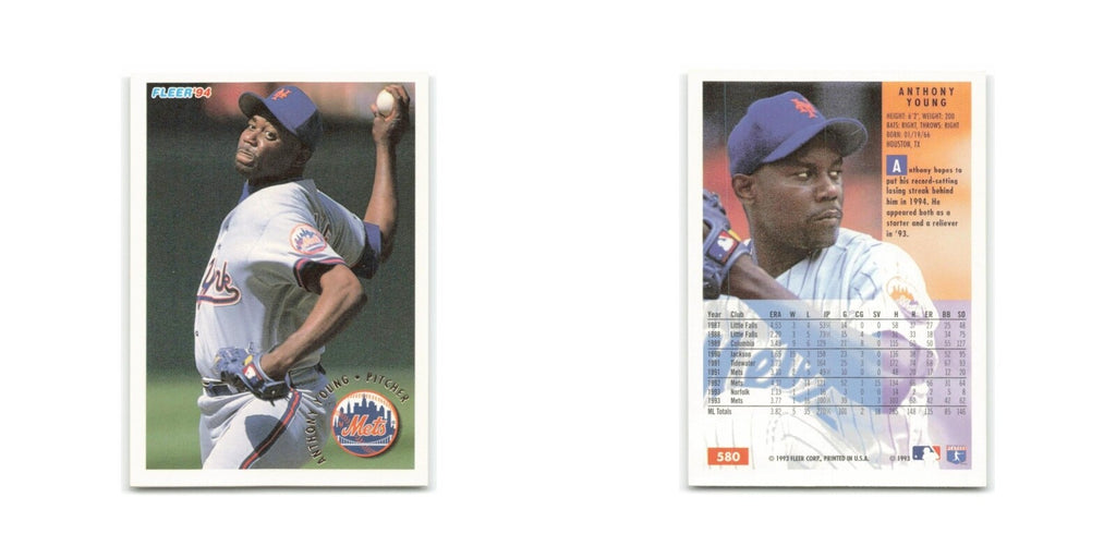 Anthony Young 1994 Fleer #580 New York Mets Baseball Card NM