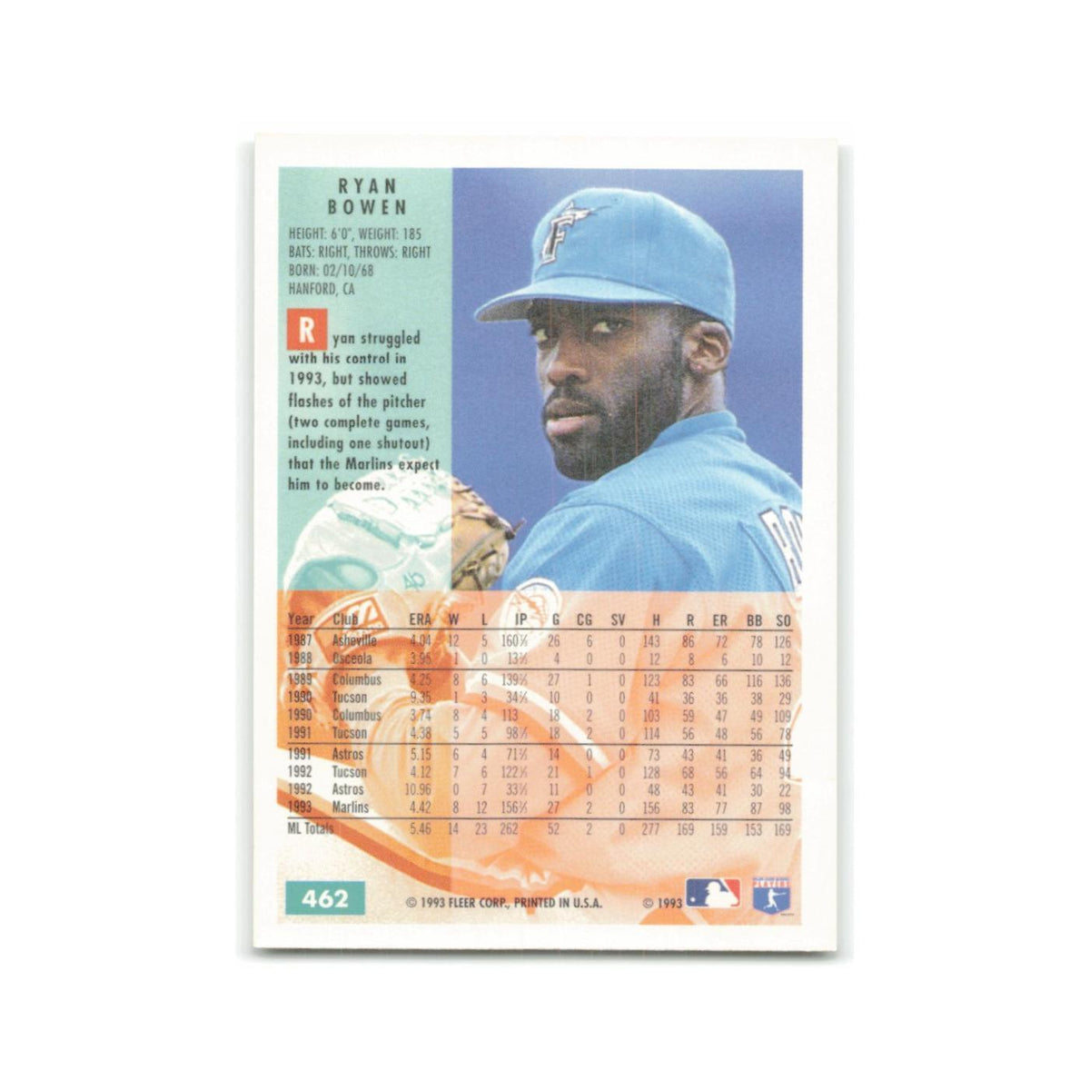 Ryan Bowen 1994 Fleer #462 Florida Marlins Baseball Card NM