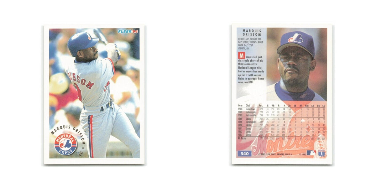Marquis Grissom 1994 Fleer #540 Montreal Expos Baseball Card NM