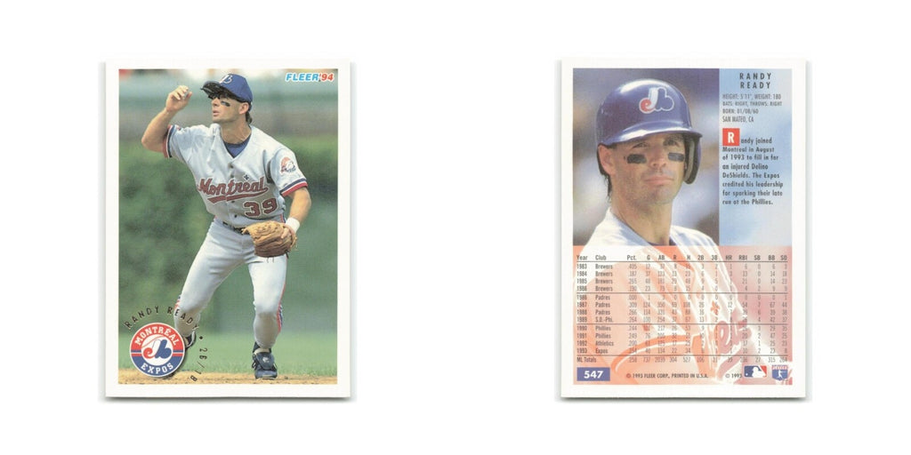 Randy Ready 1994 Fleer #547 Montreal Expos Baseball Card NM