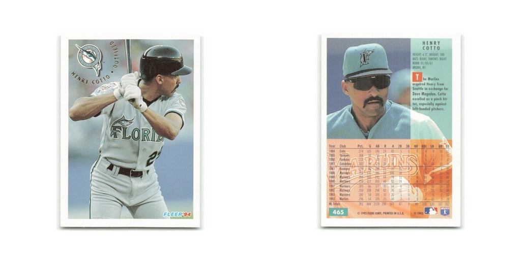 Henry Cotto 1994 Fleer #465 Florida Marlins Baseball Card NM