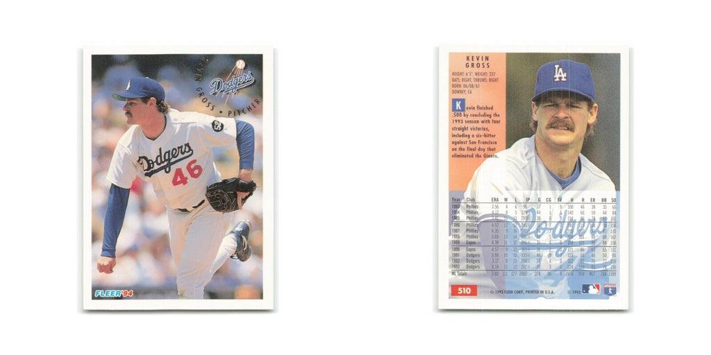 Kevin Gross 1994 Fleer #510 Los Angeles Dodgers Baseball Card NM