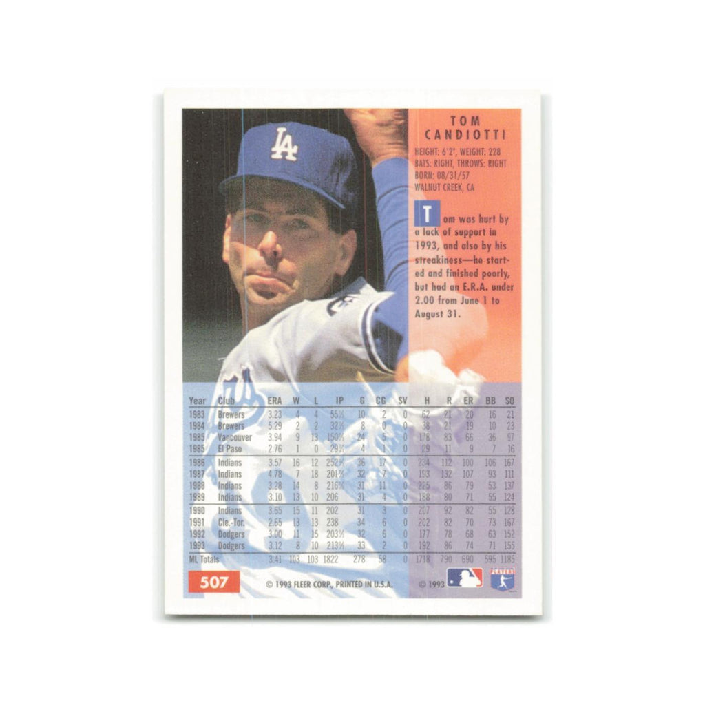 Tom Candiotti 1994 Fleer #507 Los Angeles Dodgers Baseball Card NM