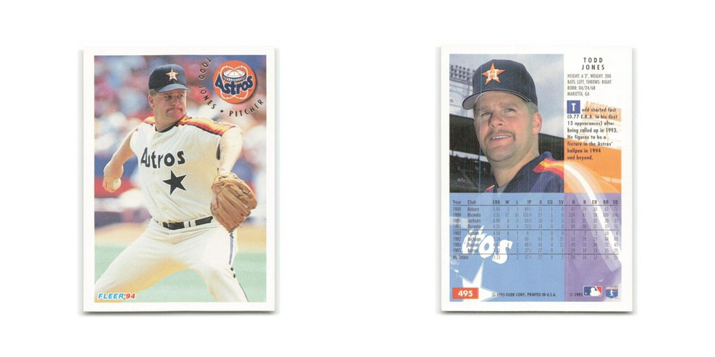 Todd Jones 1994 Fleer #495 Houston Astros Baseball Card NM