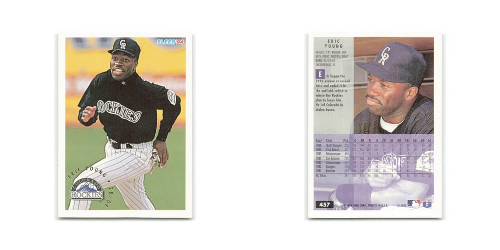 Eric Young 1994 Fleer #457 Colorado Rockies Baseball Card NM
