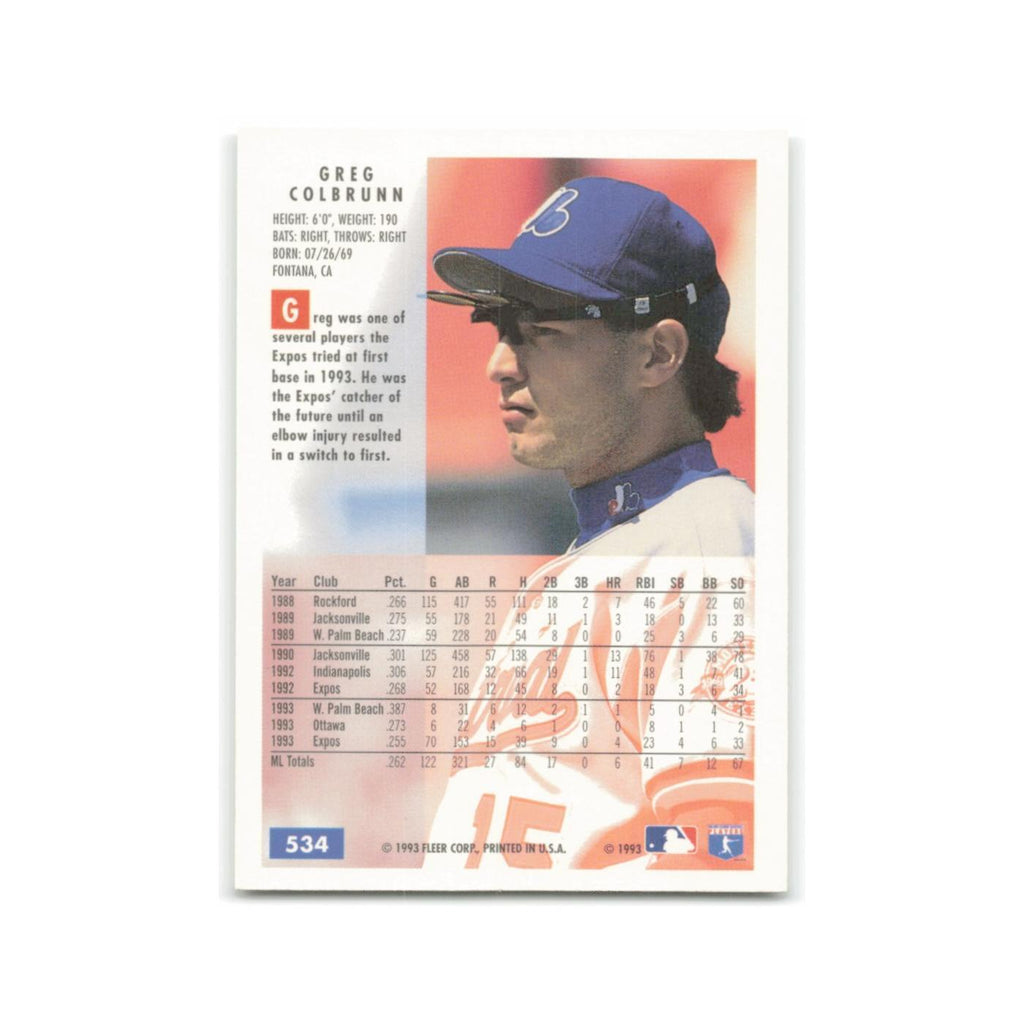 Greg Colbrunn 1994 Fleer #534 Montreal Expos Baseball Card NM