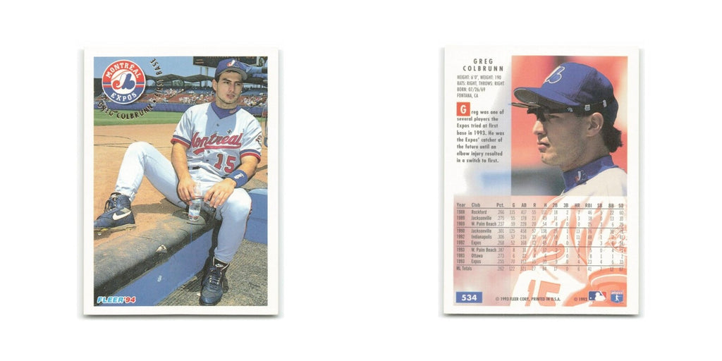 Greg Colbrunn 1994 Fleer #534 Montreal Expos Baseball Card NM