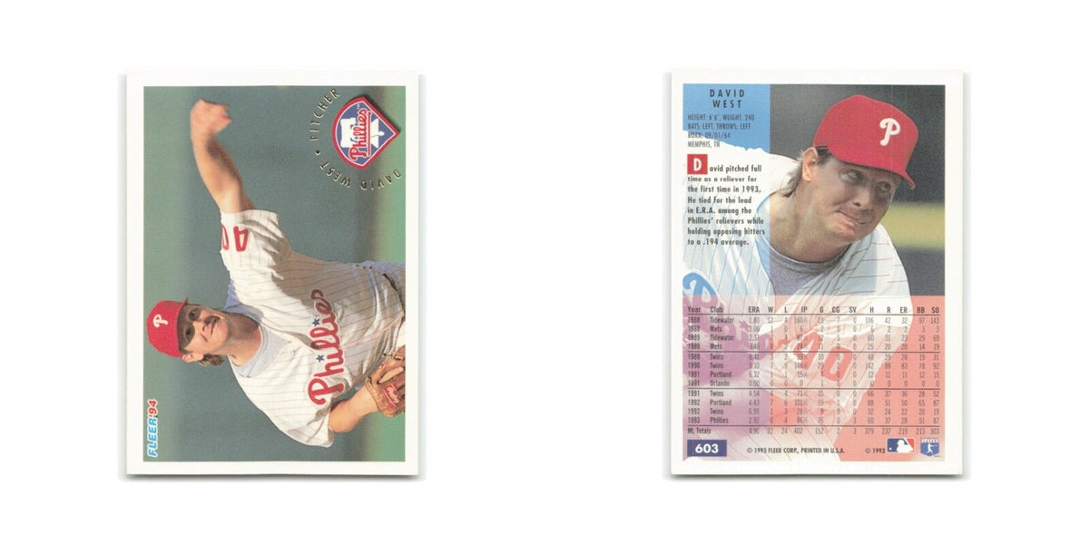 David West 1994 Fleer #603 Philadelphia Phillies Baseball Card NM