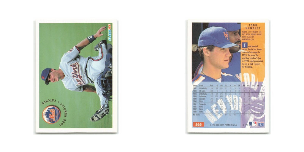 Todd Hundley 1994 Fleer #565 New York Mets Baseball Card NM