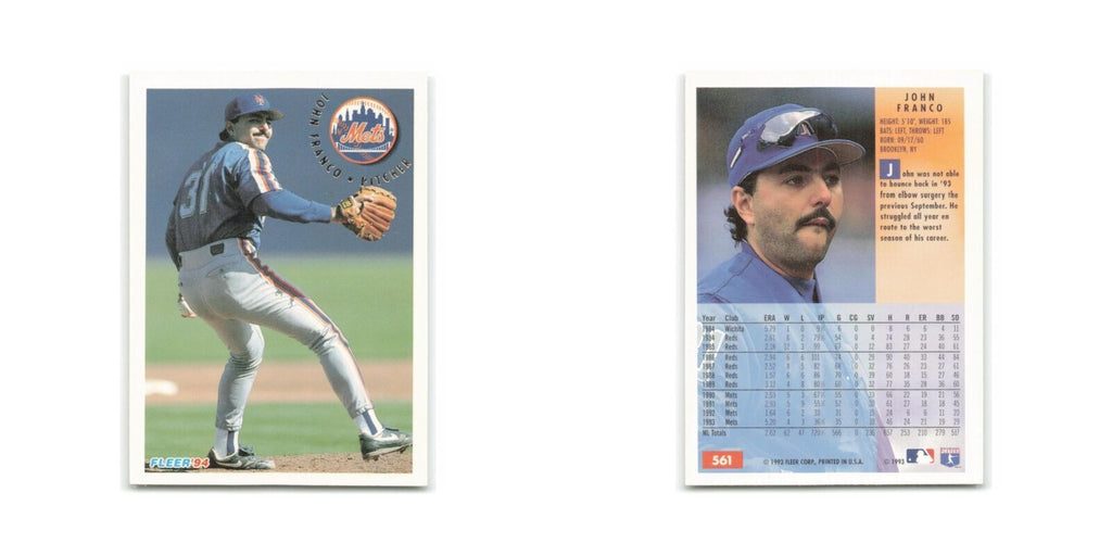 John Franco 1994 Fleer #561 New York Mets Baseball Card NM