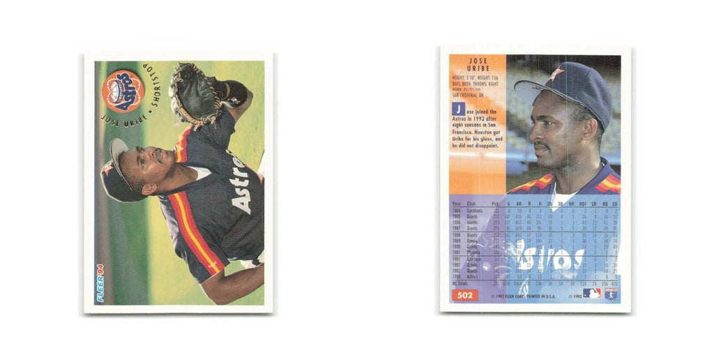 Jose Uribe 1994 Fleer #502 Houston Astros Baseball Card NM