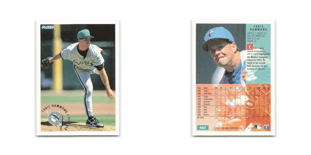 Chris Hammond 1994 Fleer #467 Florida Marlins Baseball Card NM