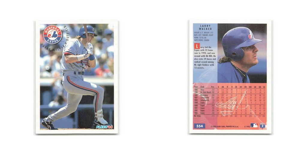 Larry Walker 1994 Fleer #554 Montreal Expos Baseball Card NM