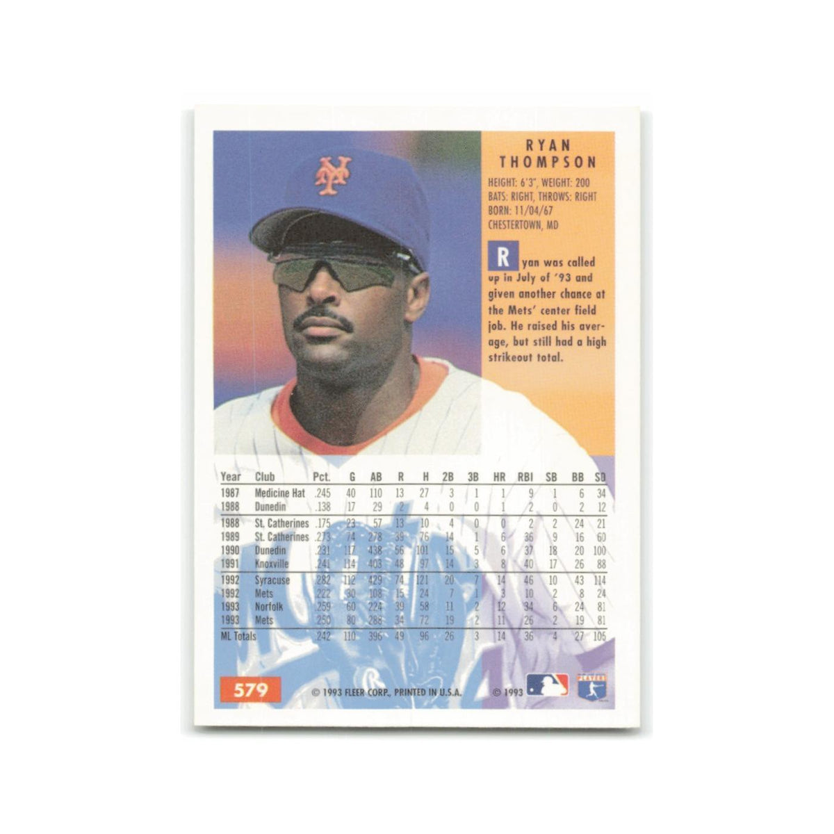 Ryan Thompson 1994 Fleer #579 New York Mets Baseball Card NM