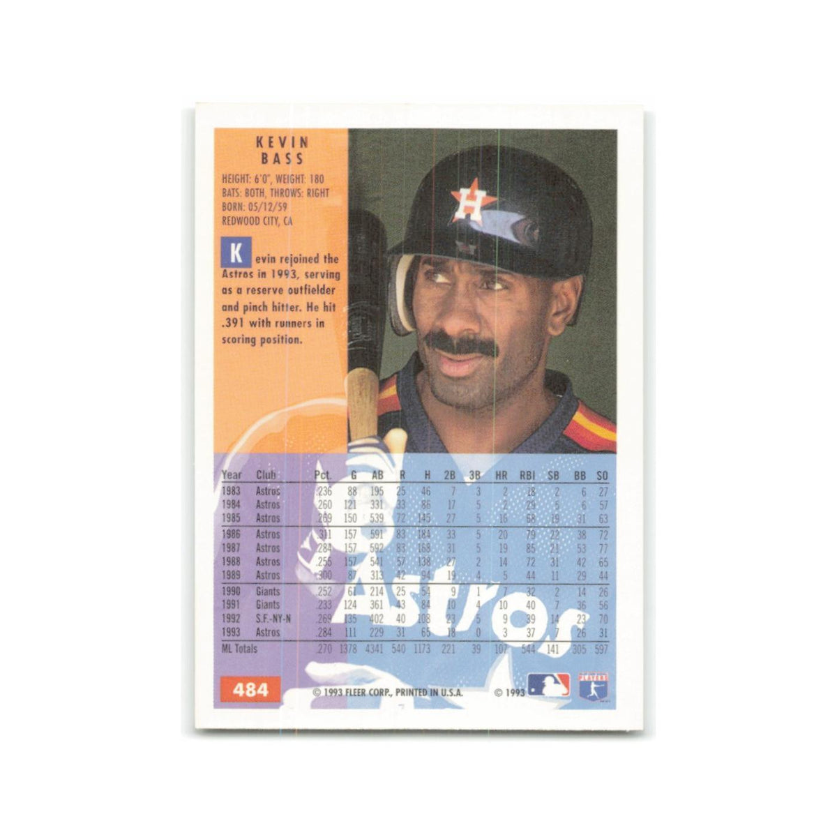 Kevin Bass 1994 Fleer #484 Houston Astros Baseball Card NM