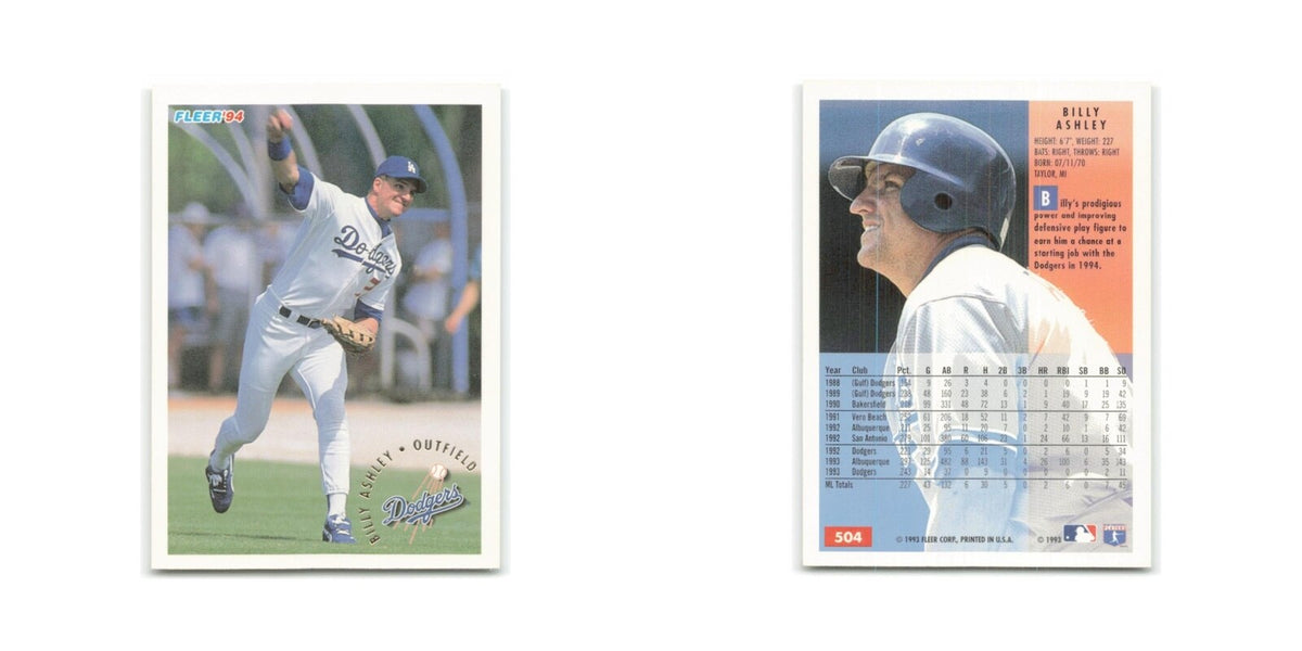Billy Ashley 1994 Fleer #504 Los Angeles Dodgers Baseball Card NM