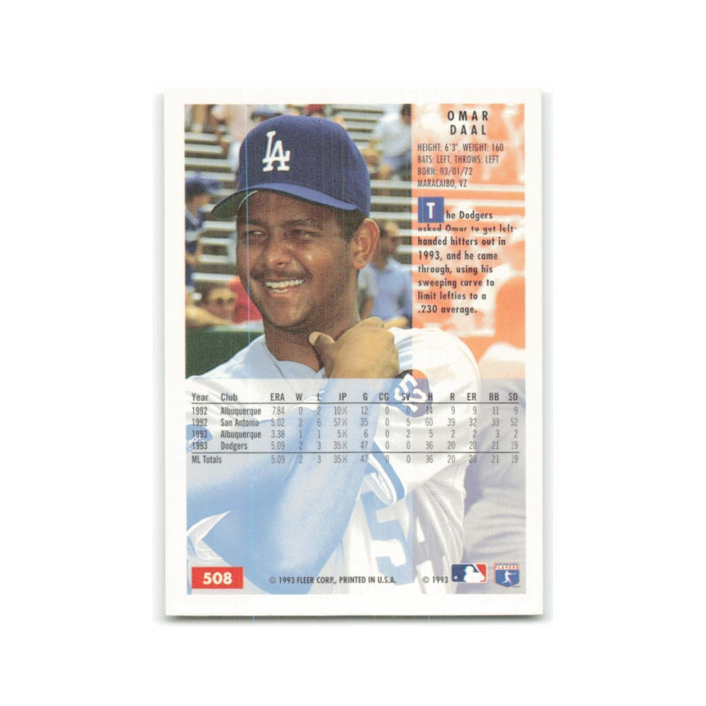 Omar Daal 1994 Fleer #508 Los Angeles Dodgers Baseball Card NM