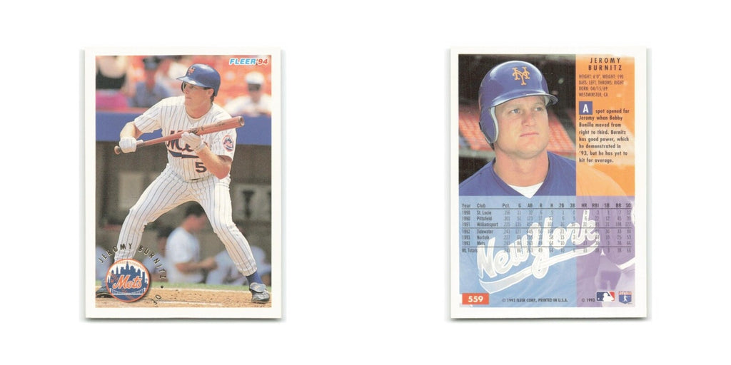 Jeromy Burnitz 1994 Fleer #559 New York Mets Baseball Card NM
