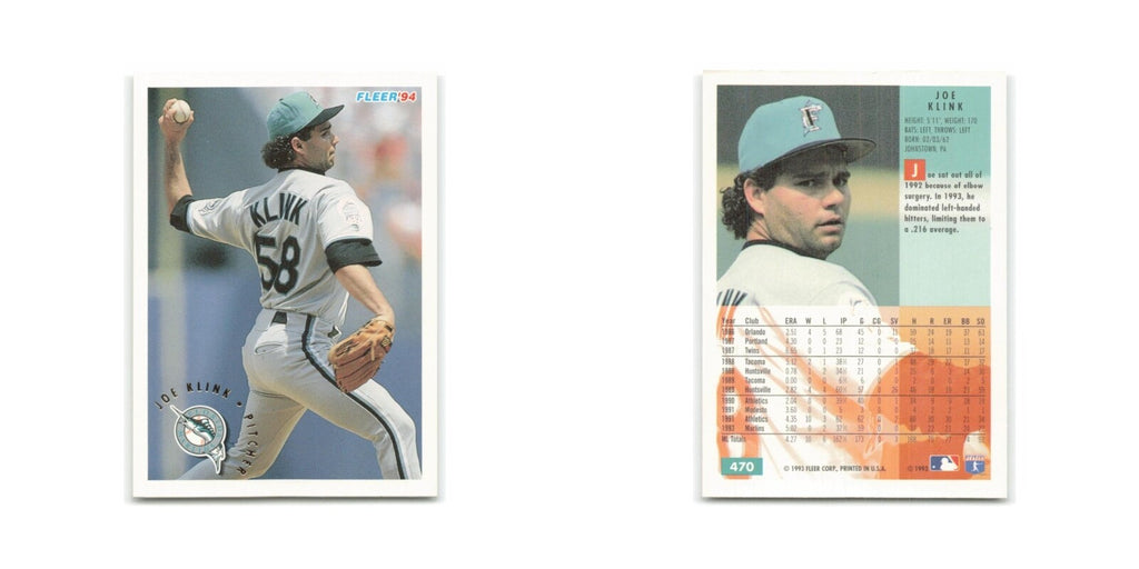 Joe Klink 1994 Fleer #470 Florida Marlins Baseball Card NM