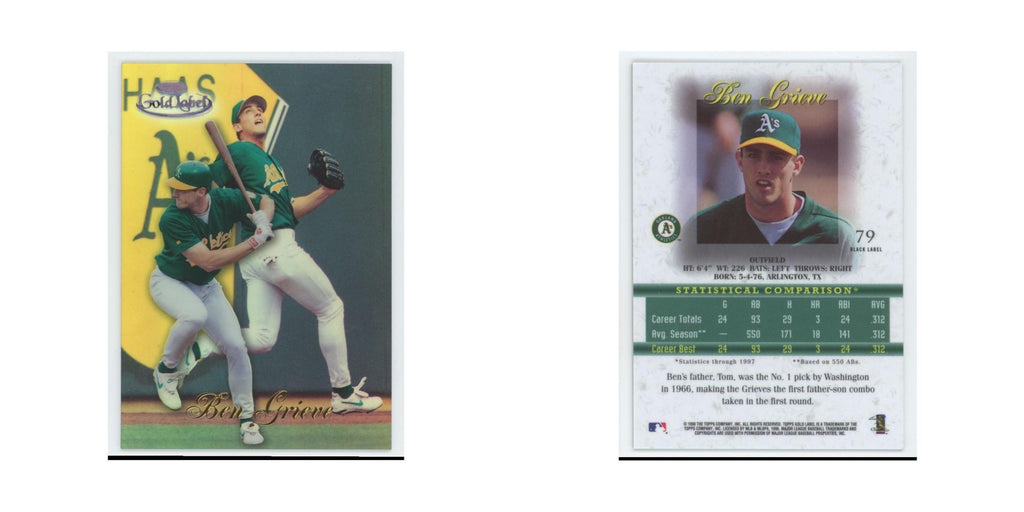 1998 Topps Gold Label Ben Grieve Athletics #79