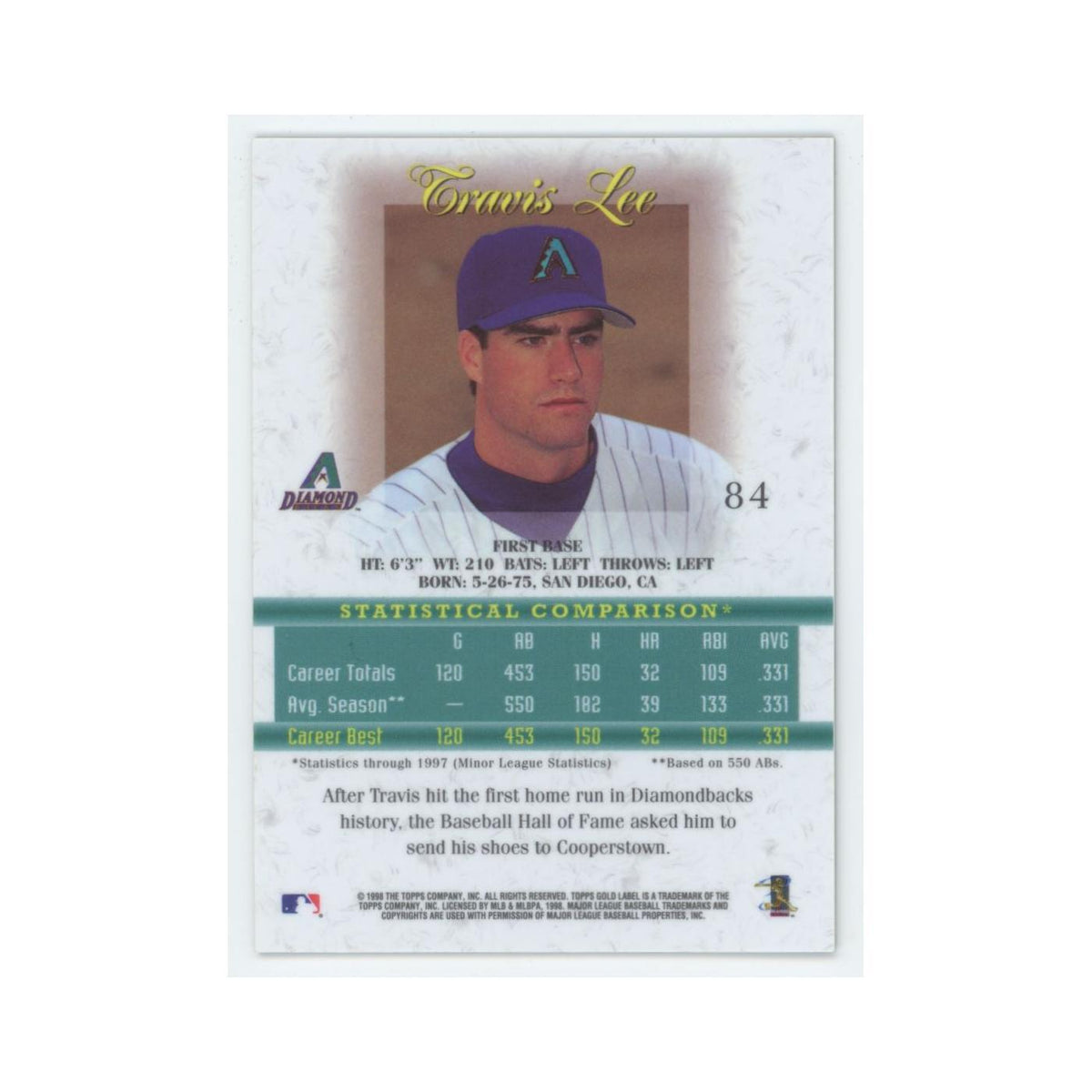 1998 Topps Gold Label Travis Lee Diamondbacks #84