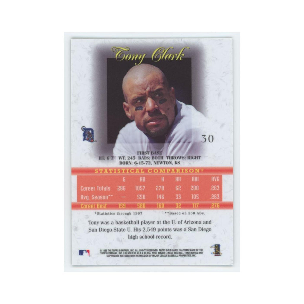 1998 Topps Gold Label Tony Clark Tigers #30