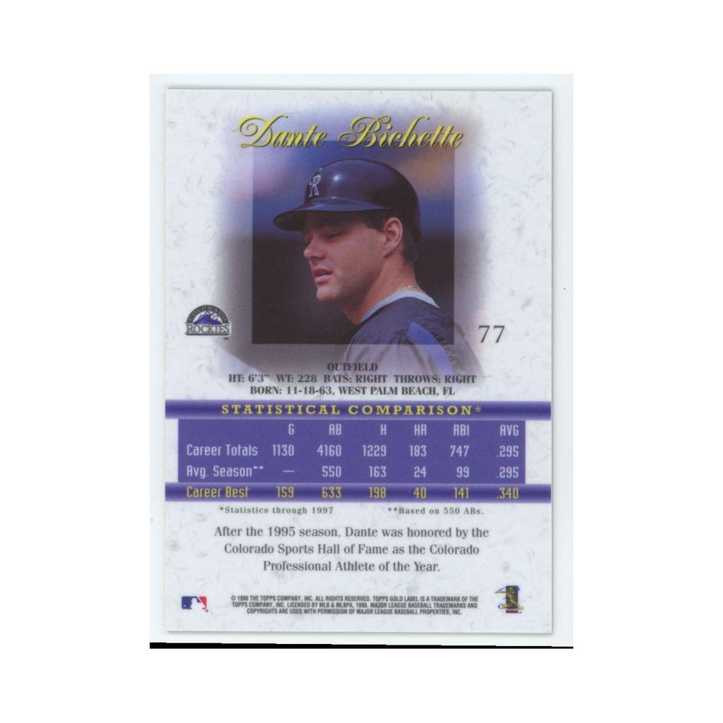 1998 Topps Gold Label Dante Bichette Rockies #77