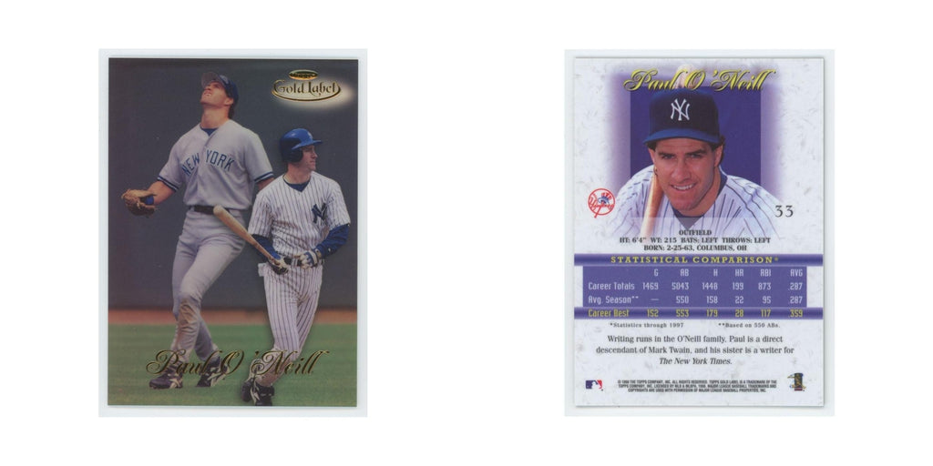 1998 Topps Gold Label Paul O'Neill Yankees #33