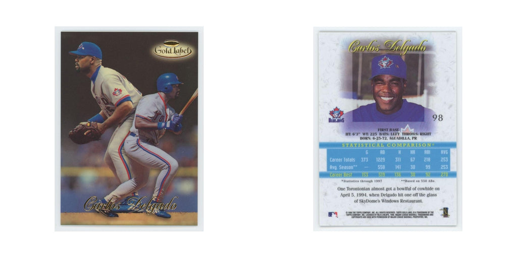 1998 Topps Gold Label Carlos Delgado Blue Jays #98