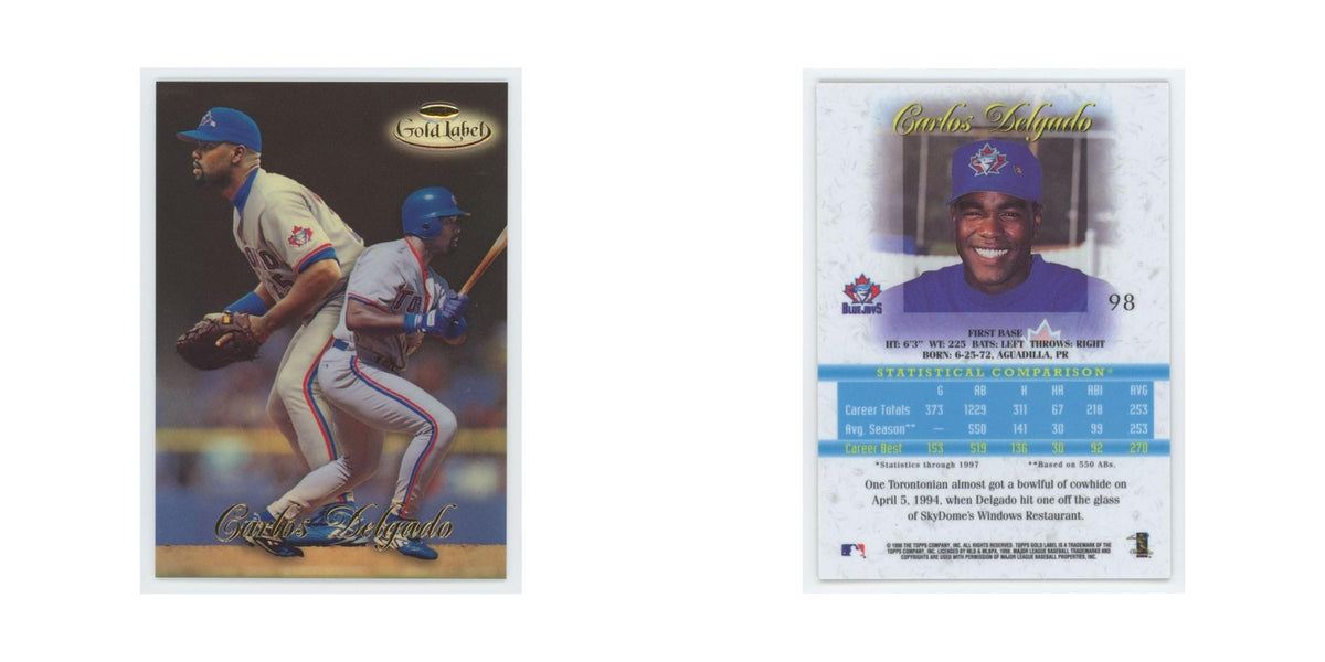 1998 Topps Gold Label Carlos Delgado Blue Jays #98