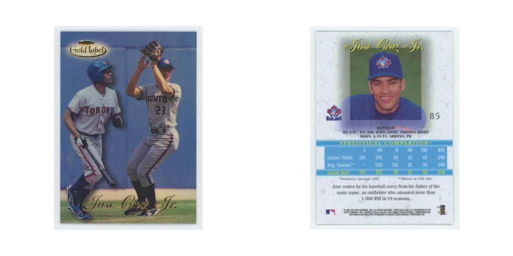 1998 Topps Gold Label Jose Cruz Jr Blue Jays #85