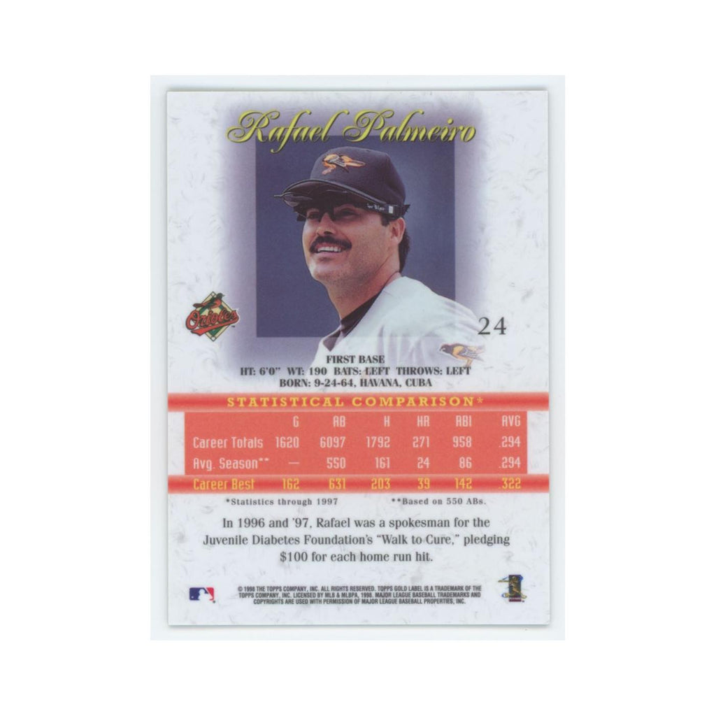 1998 Topps Gold Label Rafael Palmeiro Orioles #24