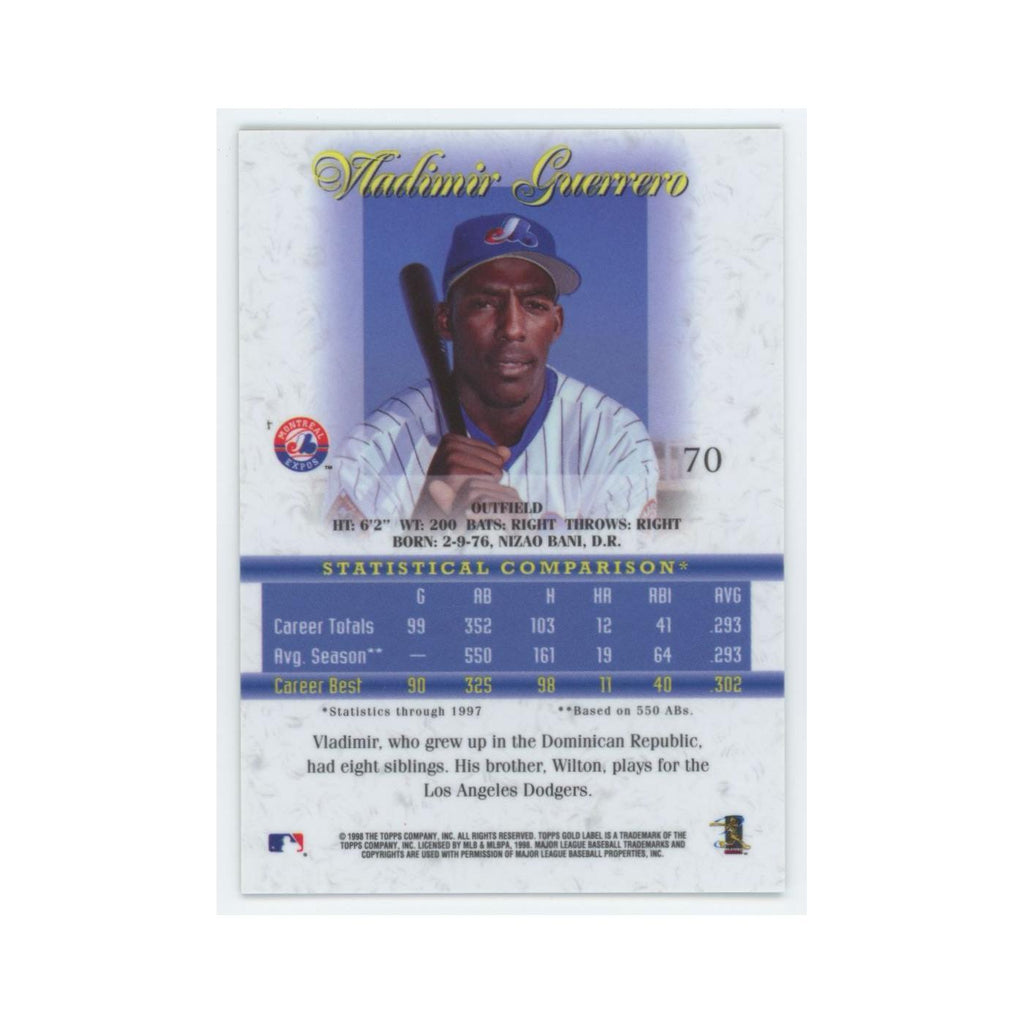 1998 Topps Gold Label Vladimir Guerrero Montreal Expos #70