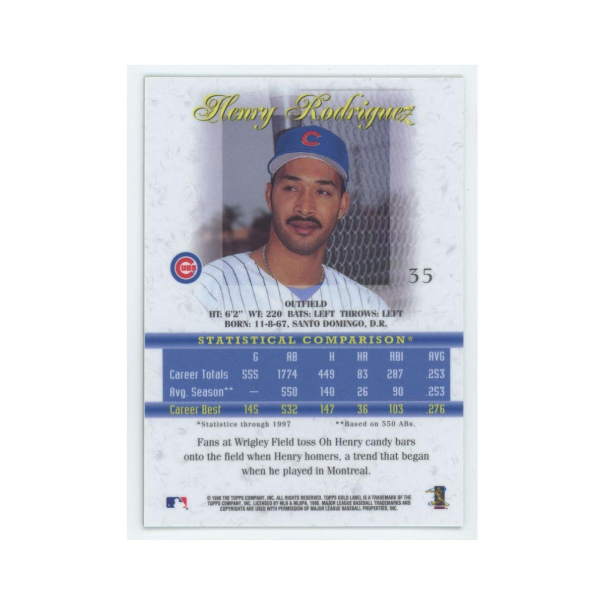 1998 Topps Gold Label Henry Rodriguez Cubs #35