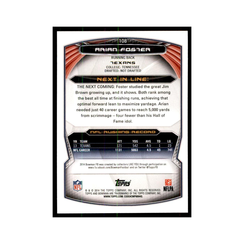 2014 Bowman Arian Foster Football Cards #108