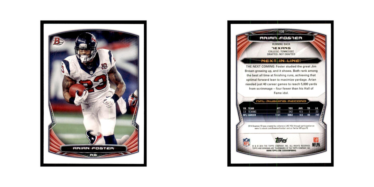 2014 Bowman Arian Foster Football Cards #108
