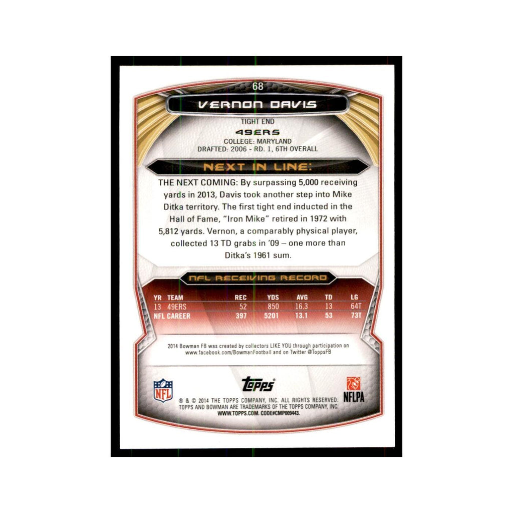 2014 Bowman Vernon Davis Football Cards #68