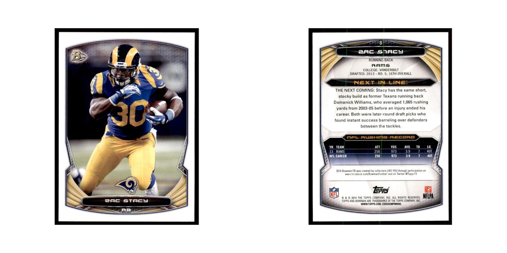 2014 Bowman Zac Stacy Football Cards #8