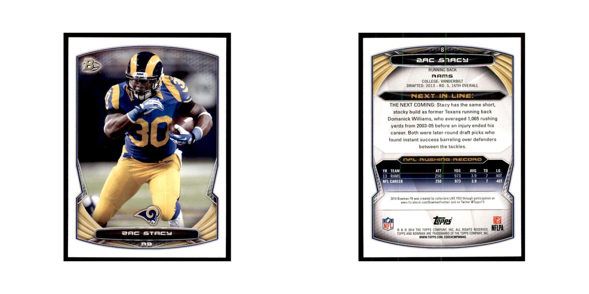 2014 Bowman Zac Stacy Football Cards #8