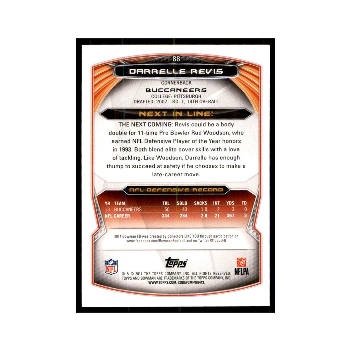 2014 Bowman Darrelle Revis Football Cards #88