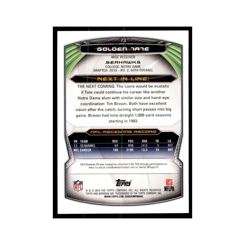 2014 Bowman Golden Tate Football Cards #73